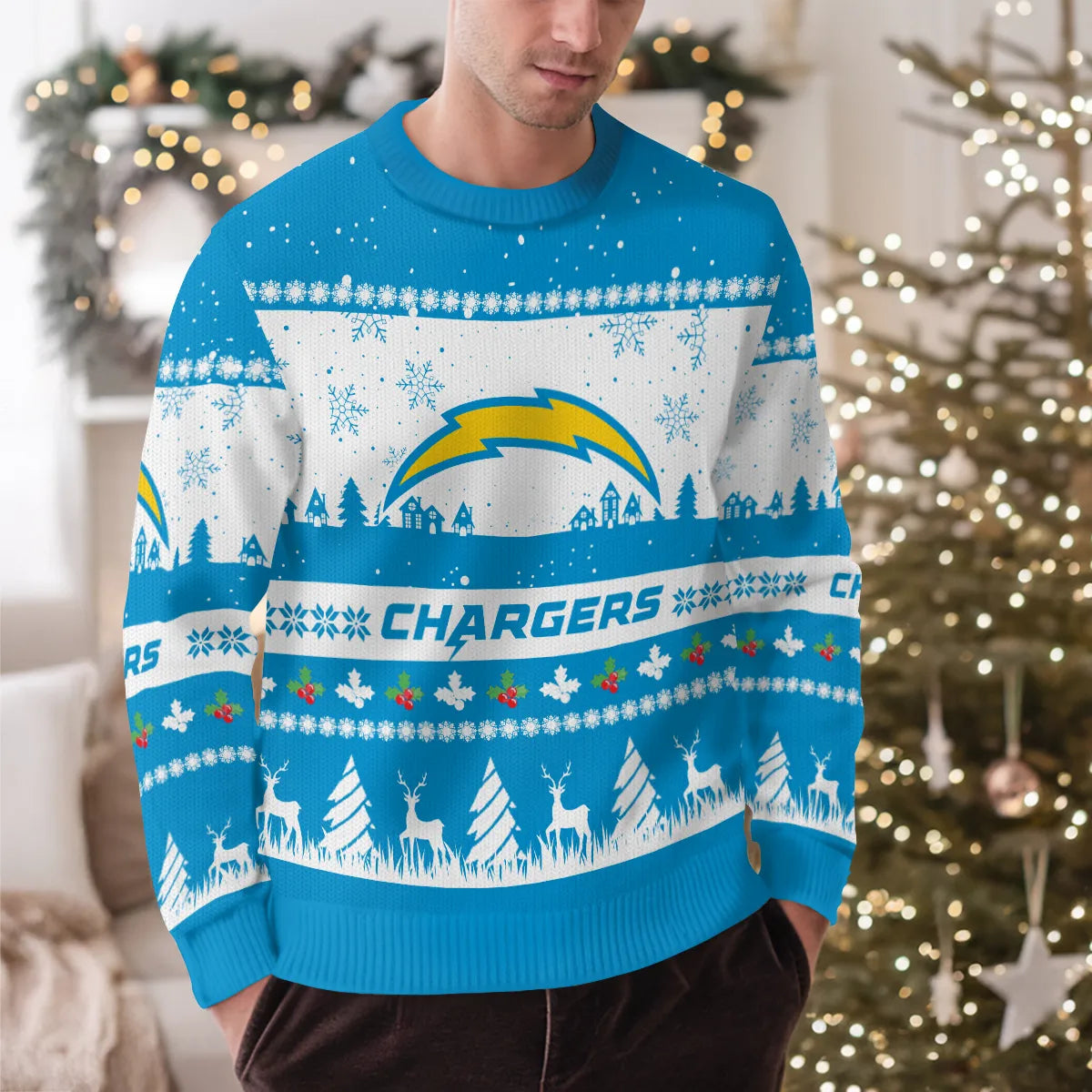 Los Angeles Chargers Premium Ugly Christmas Sweater Seasonal Edition AZDTUSW000155