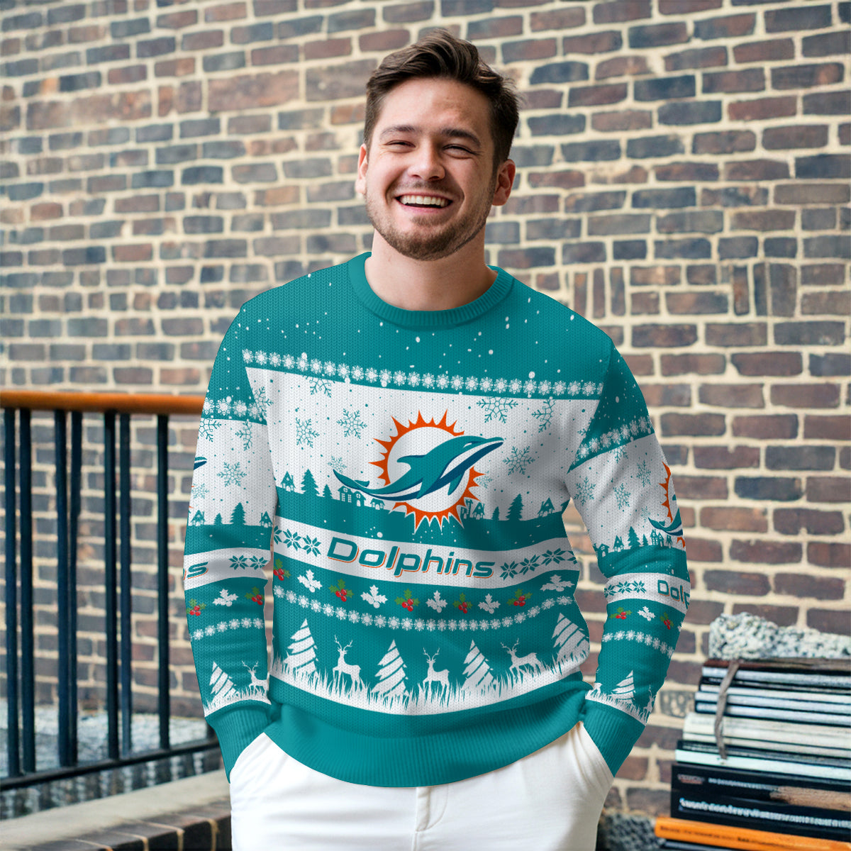 Miami Dolphins Premium Ugly Christmas Sweater Seasonal Edition AZDTUSW000156