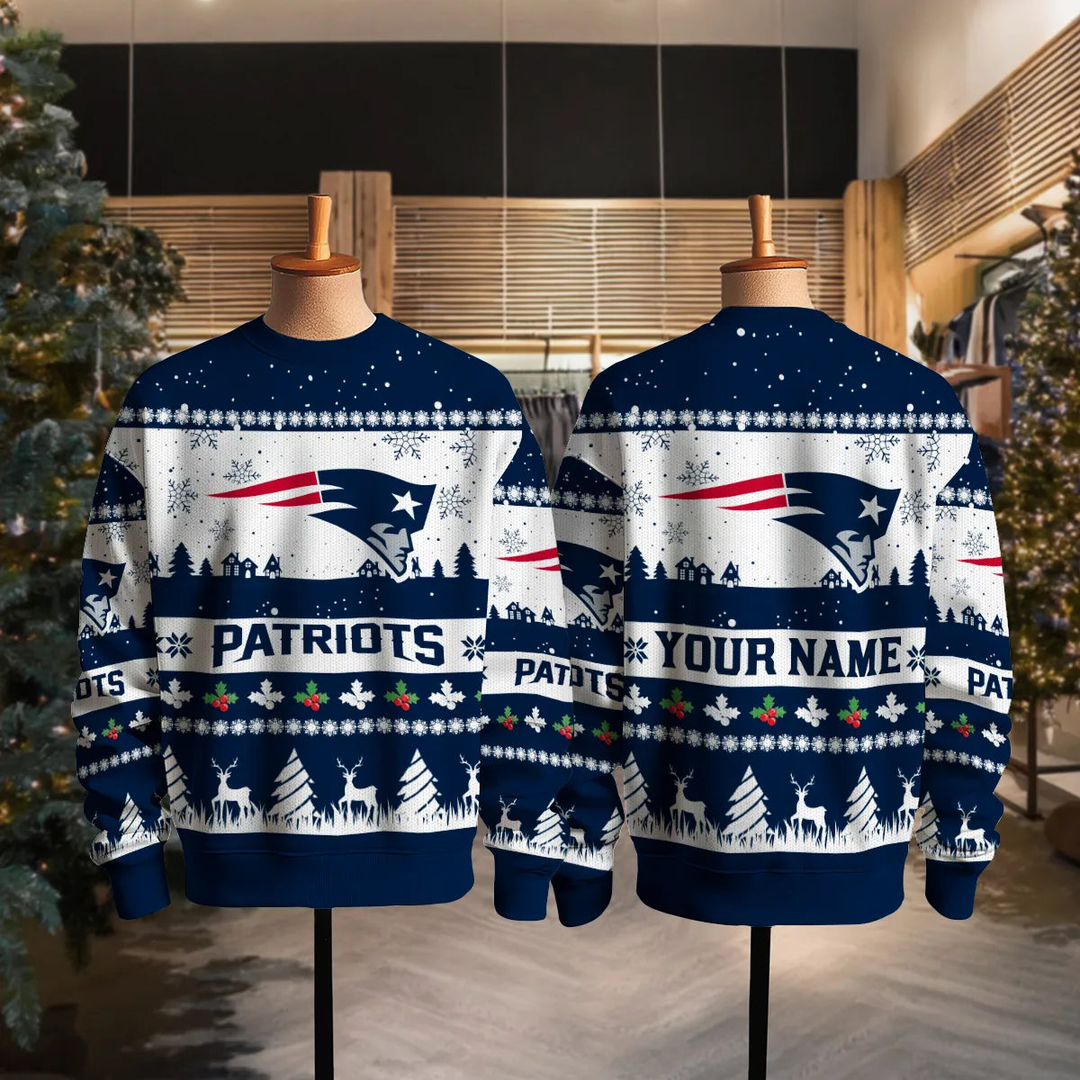 New England Patriots Premium Ugly Christmas Sweater Seasonal Edition AZDTUSW000157