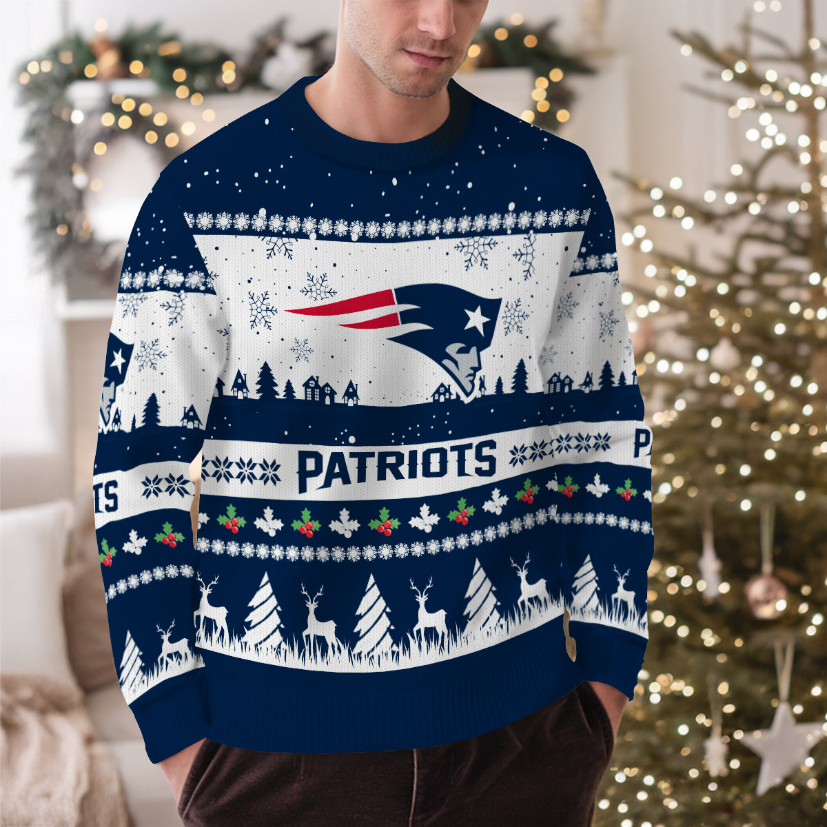 New England Patriots Premium Ugly Christmas Sweater Seasonal Edition AZDTUSW000157