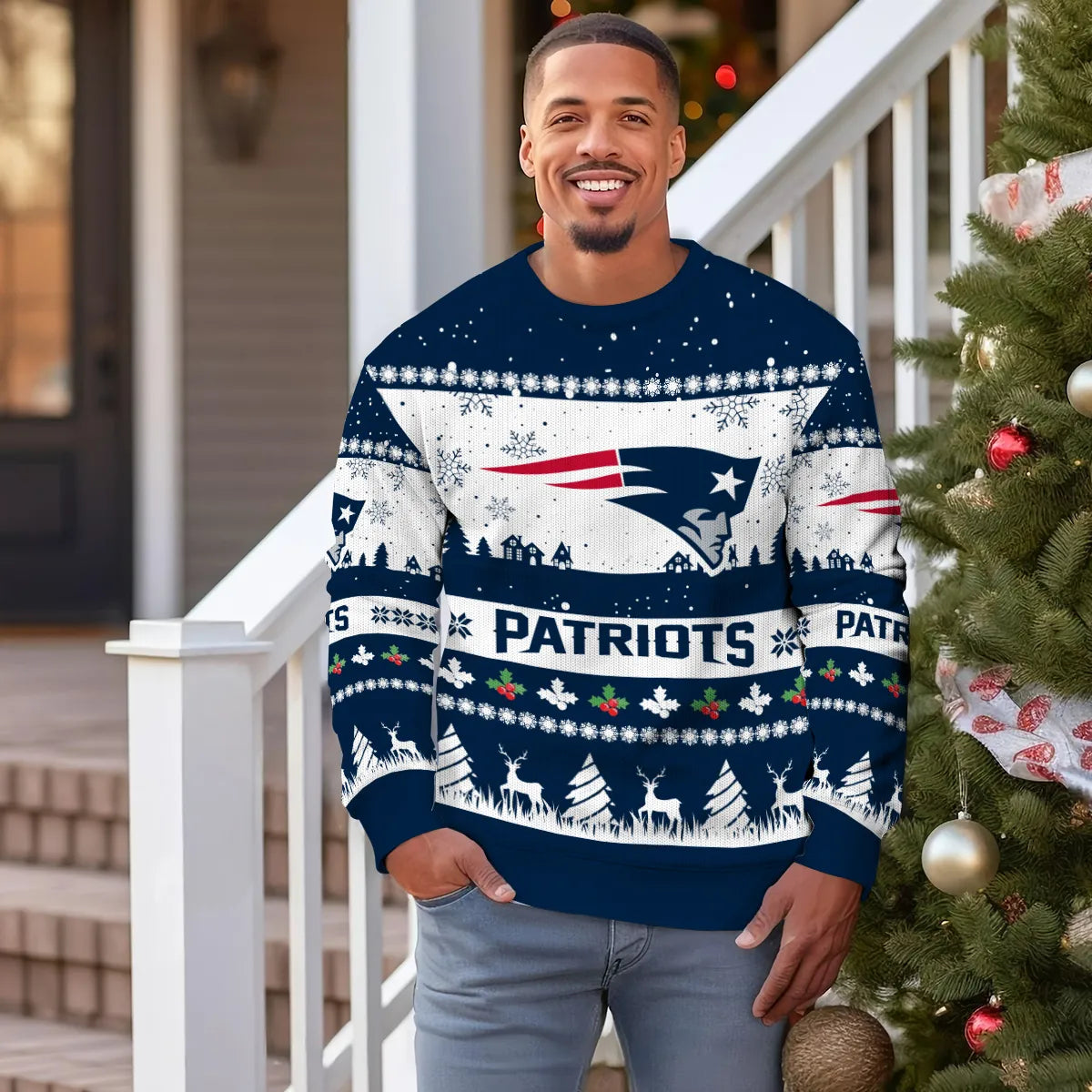 New England Patriots Premium Ugly Christmas Sweater Seasonal Edition AZDTUSW000157