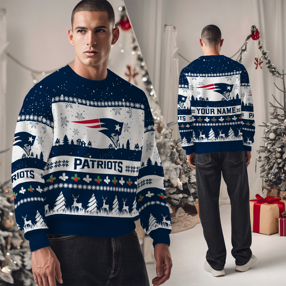 New England Patriots Premium Ugly Christmas Sweater Seasonal Edition AZDTUSW000157