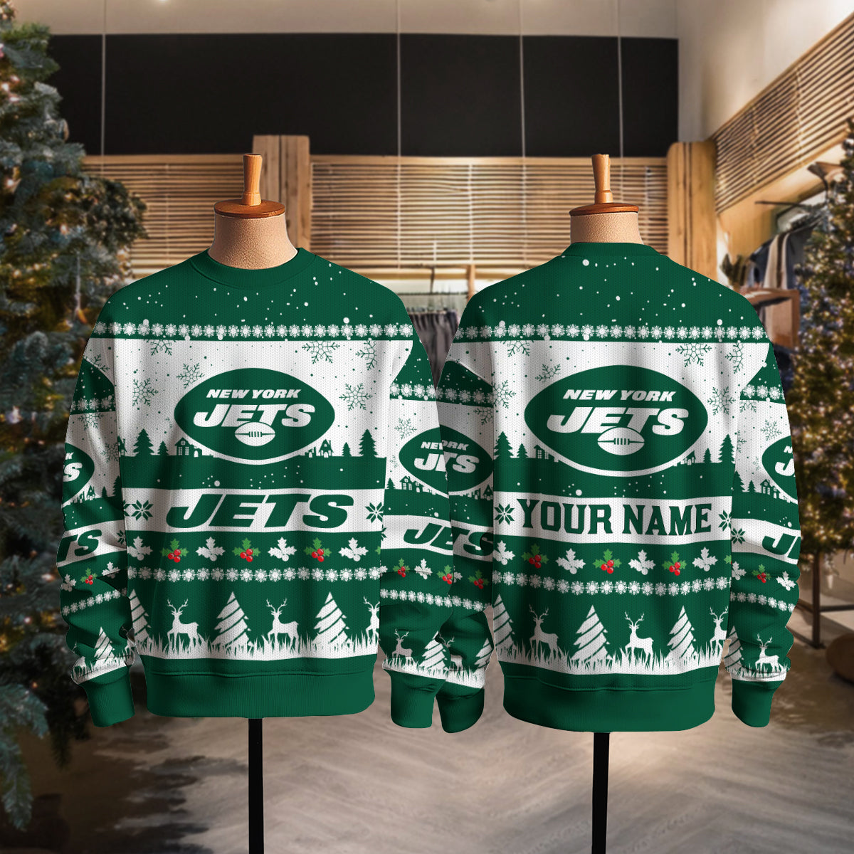 New York Jets Premium Ugly Christmas Sweater Seasonal Edition AZDTUSW000158