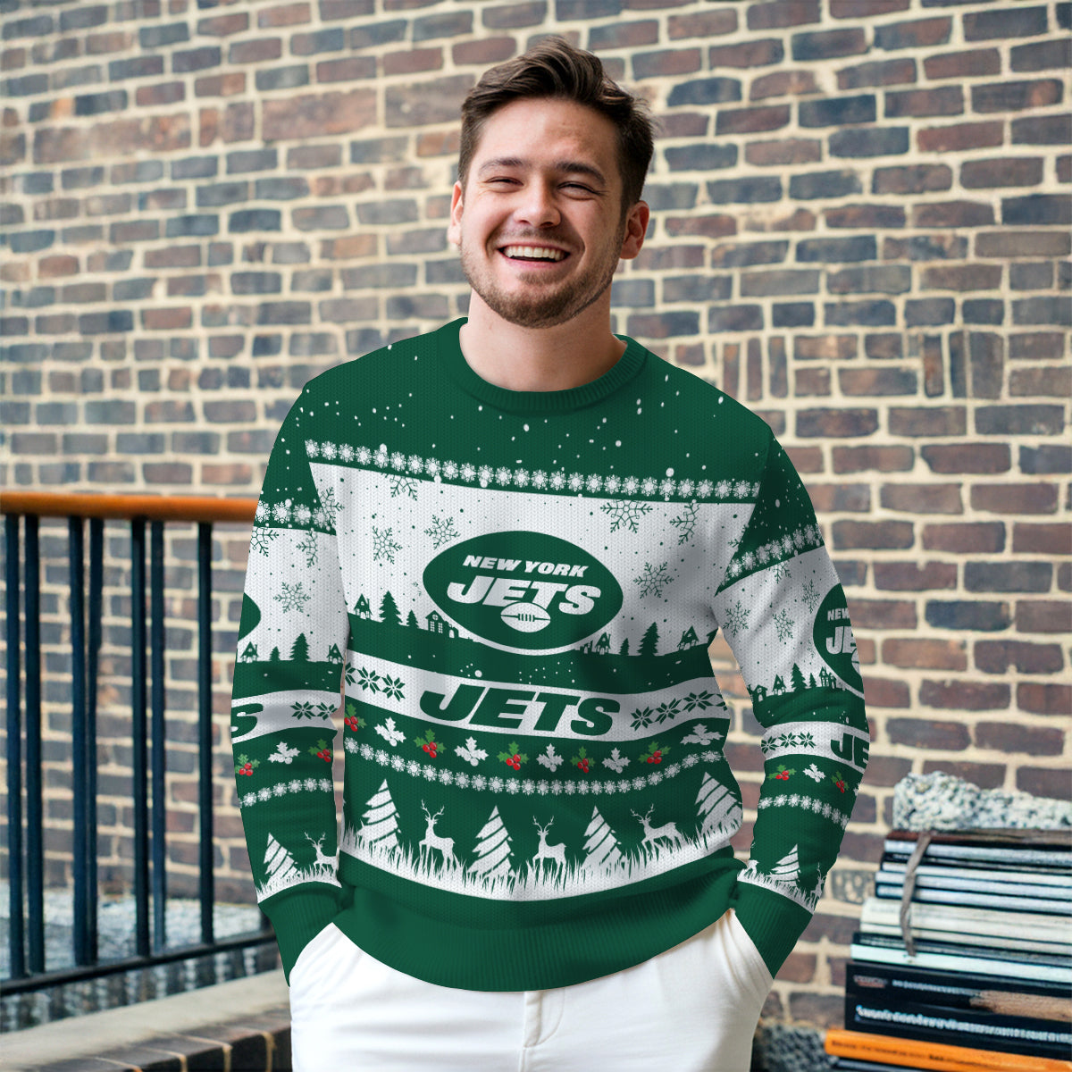 New York Jets Premium Ugly Christmas Sweater Seasonal Edition AZDTUSW000158