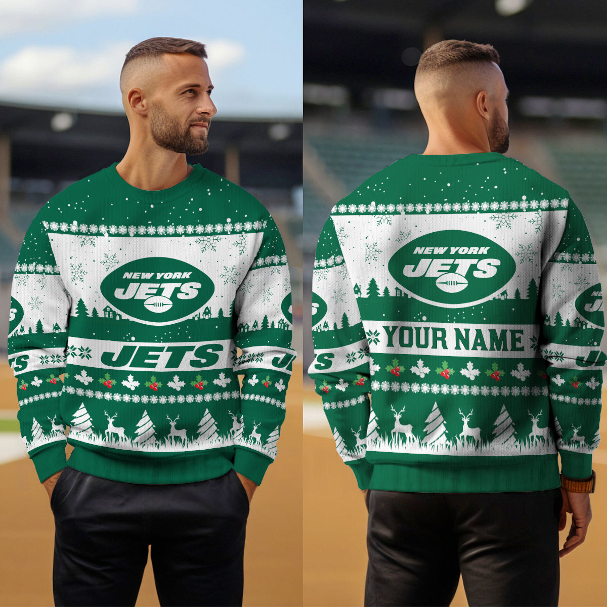 New York Jets Premium Ugly Christmas Sweater Seasonal Edition AZDTUSW000158