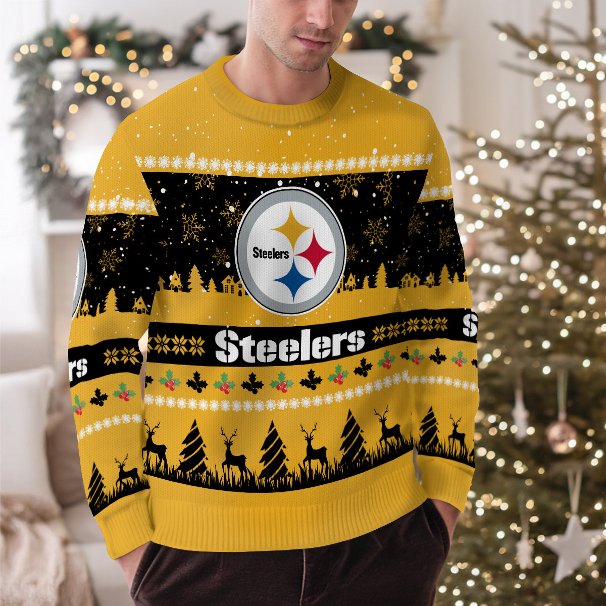 Pittsburgh Steelers Premium Ugly Christmas Sweater Seasonal Edition AZDTUSW000159
