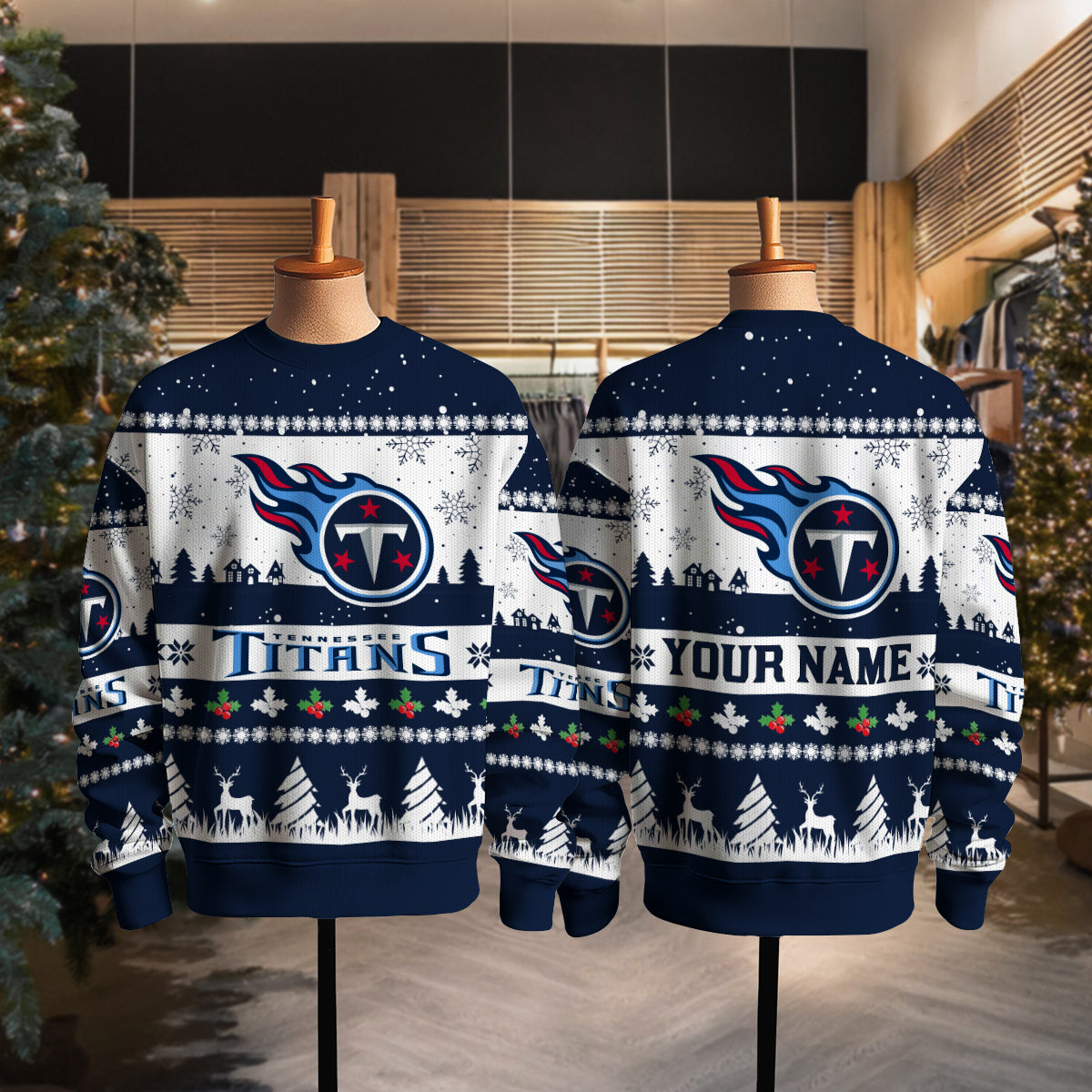 Tennessee Titans Premium Ugly Christmas Sweater Seasonal Edition AZDTUSW000160