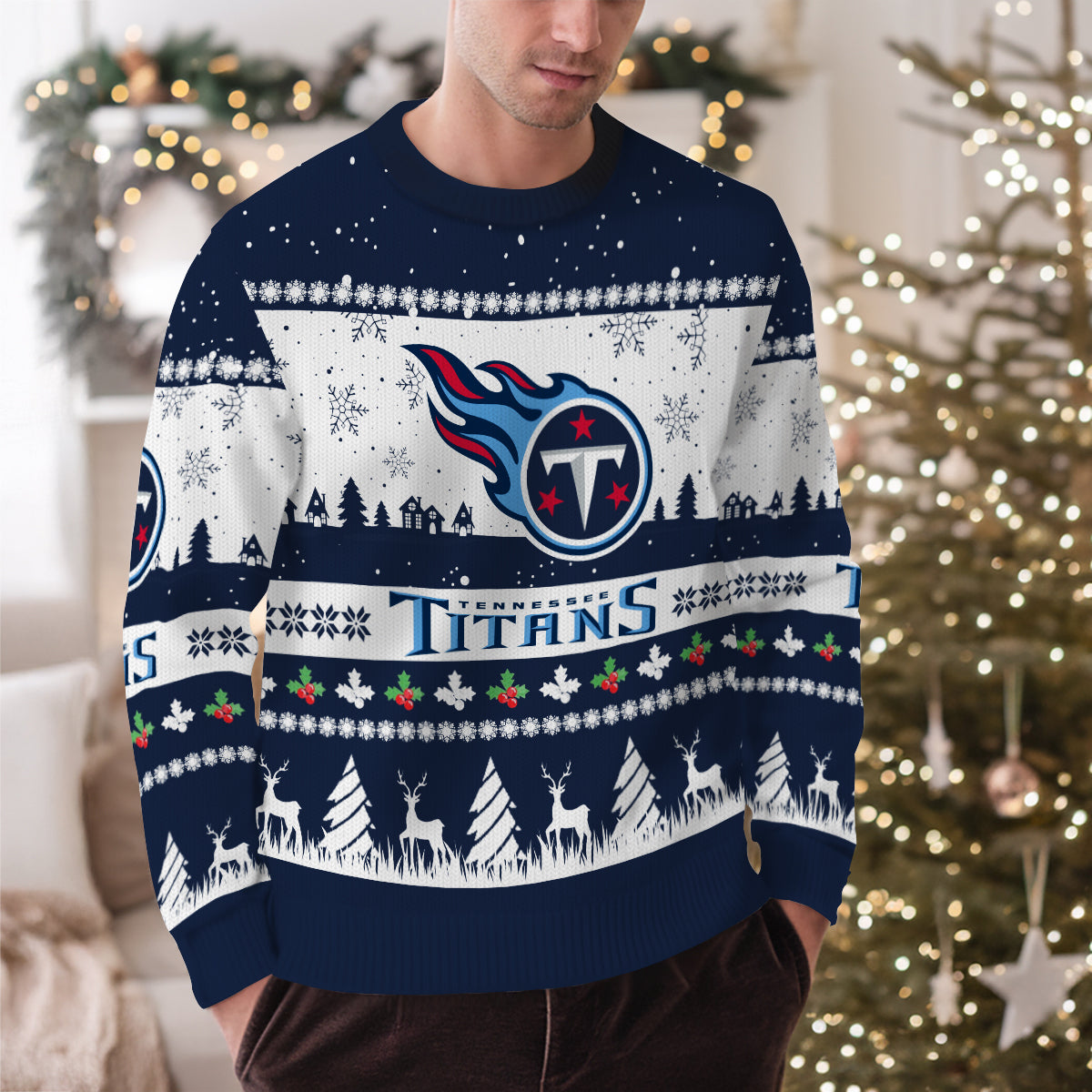 Tennessee Titans Premium Ugly Christmas Sweater Seasonal Edition AZDTUSW000160