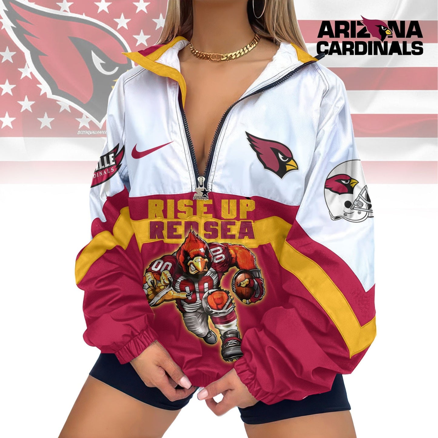 Arizona Cardinals Half-Zip Windbreaker Jacket EM01