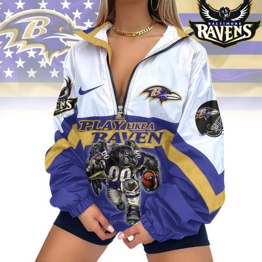 Baltimore Ravens Half-Zip Windbreaker Jacket EM03