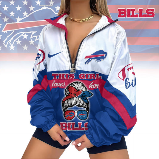 Buffalo Bills Half-Zip Windbreaker Jacket EM04