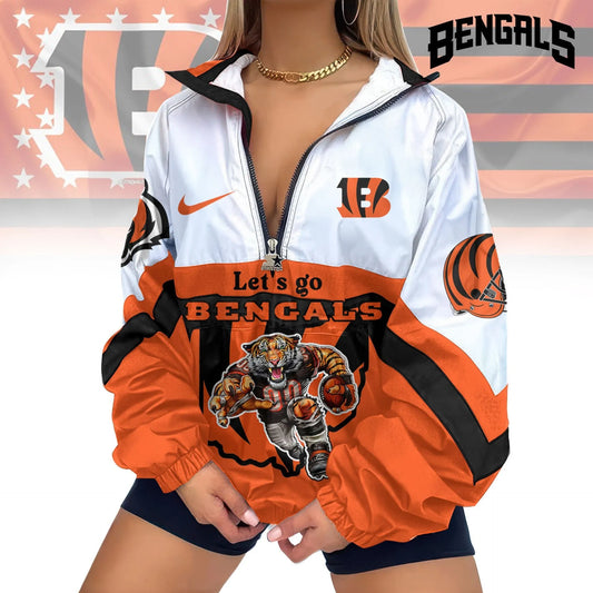 Cincinnati Bengals Half-Zip Windbreaker Jacket EM07