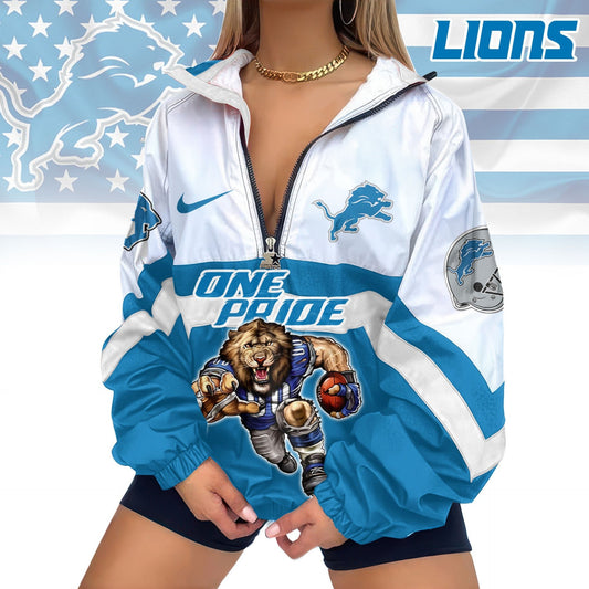 Detroit Lions Half-Zip Windbreaker Jacket EM11