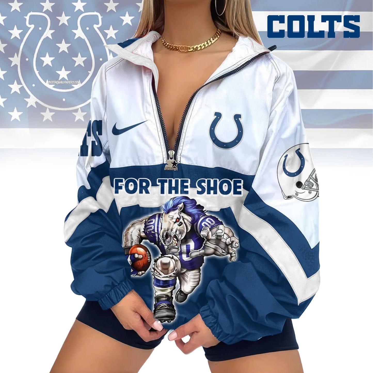 Indianapolis Colts Half-Zip Windbreaker Jacket EM14