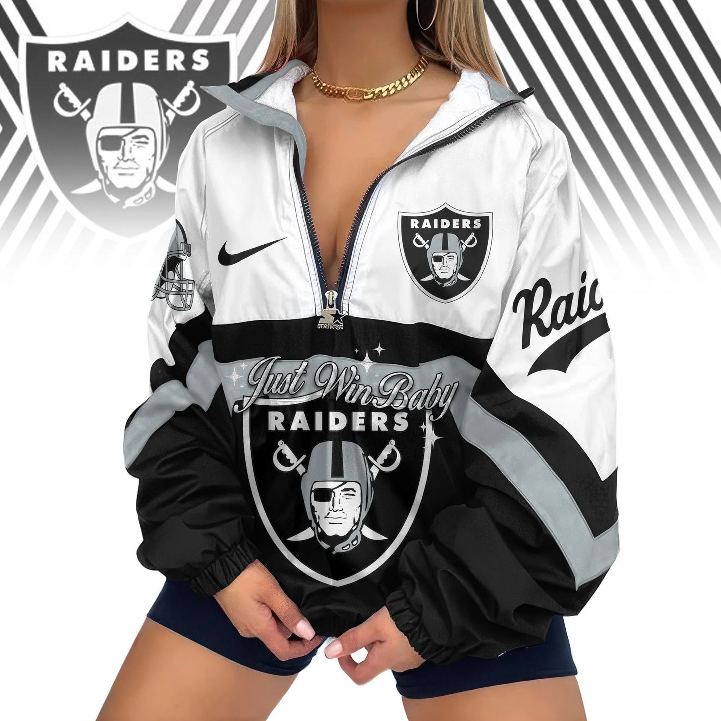 Las Vegas Raiders Half-Zip Windbreaker Jacket EM17