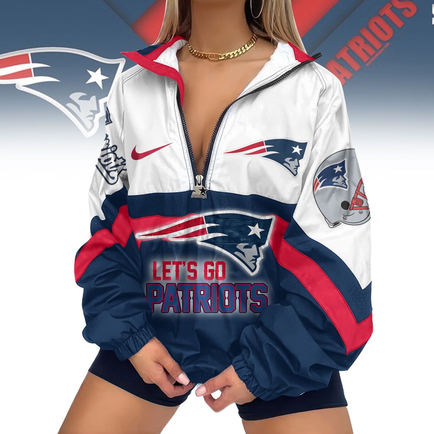 New England Patriots Half-Zip Windbreaker Jacket EM22