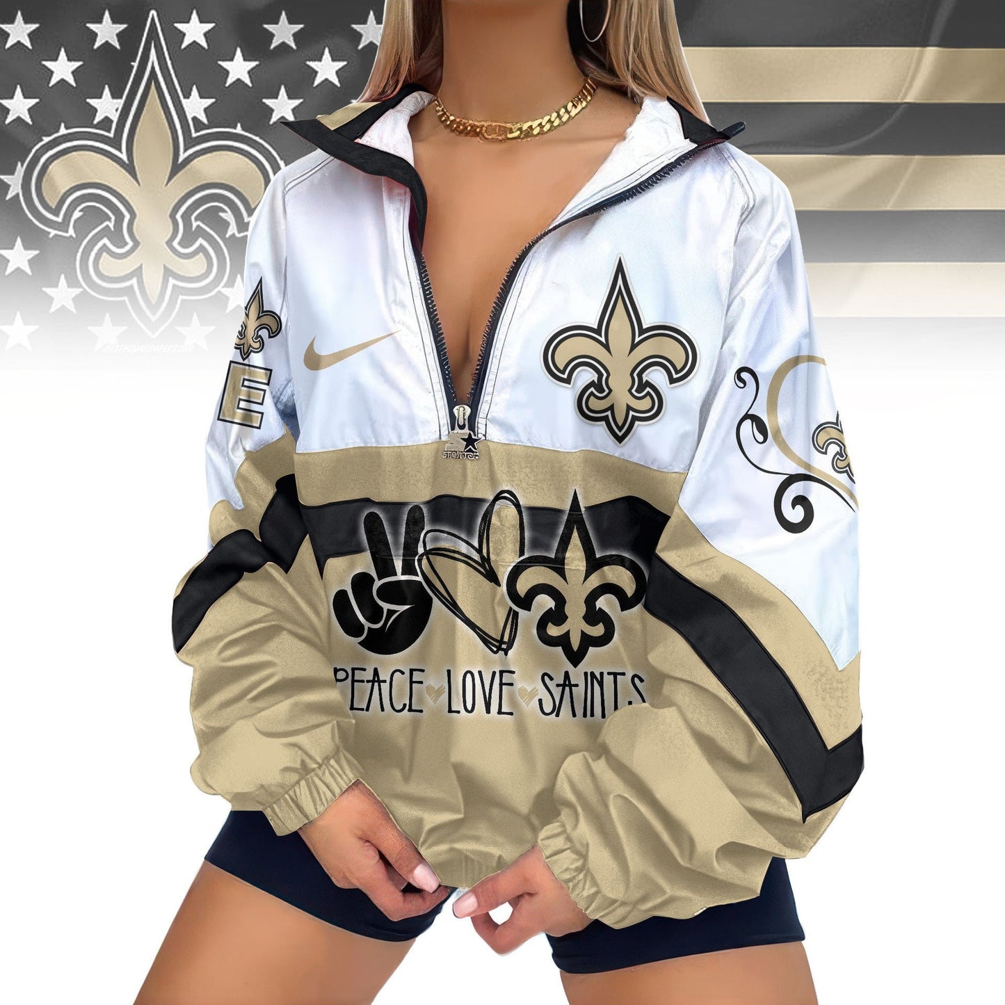 New Orleans Saints Half-Zip Windbreaker Jacket EM23