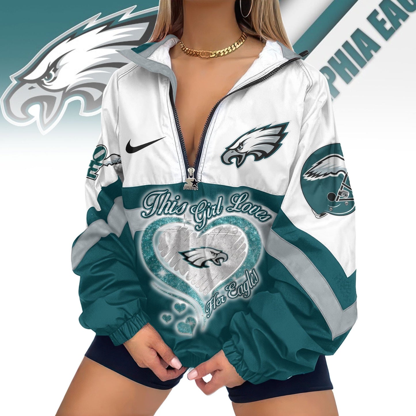 Philadelphia Eagles Half-Zip Windbreaker Jacket EM26