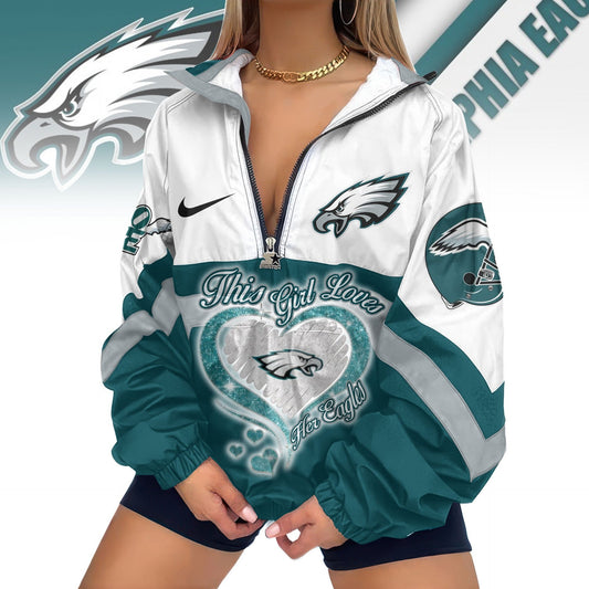 Philadelphia Eagles Half-Zip Windbreaker Jacket EM26