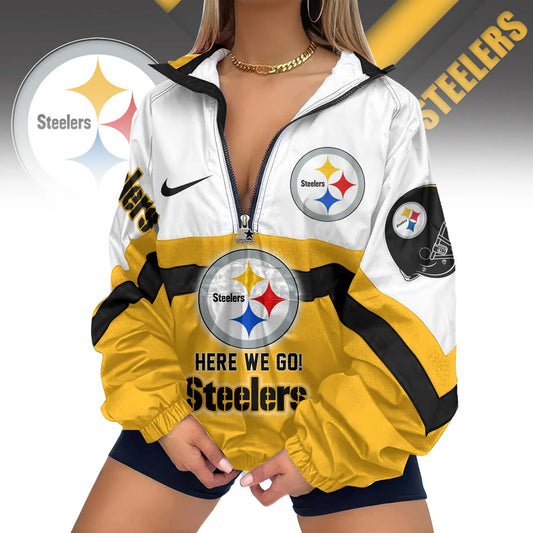 Pittsburgh Steelers Half-Zip Windbreaker Jacket EM27