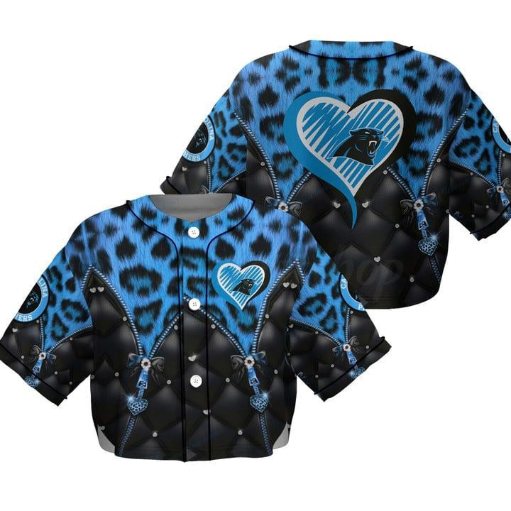 Carolina Panthers Women Crop Top Baseball Jersey New Trending 2025 AZHACTBJ000010