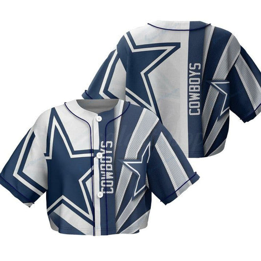 Dallas Cowboys Women Crop Top Baseball Jersey New Trending 2025 AZHACTBJ000014