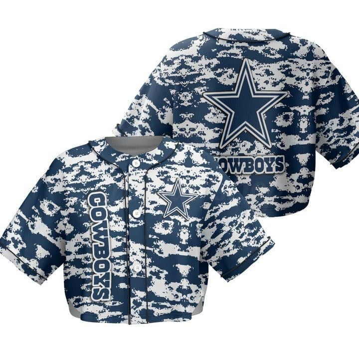 Dallas Cowboys Women Crop Top Baseball Jersey New Trending 2025 AZHACTBJ000015