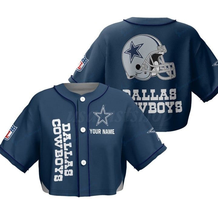 Dallas Cowboys Women Crop Top Baseball Jersey New Trending 2025 AZHACTBJ000016