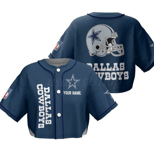 Dallas Cowboys Women Crop Top Baseball Jersey New Trending 2025 AZHACTBJ000016