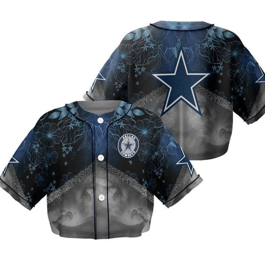 Dallas Cowboys Women Crop Top Baseball Jersey New Trending 2025 AZHACTBJ000017