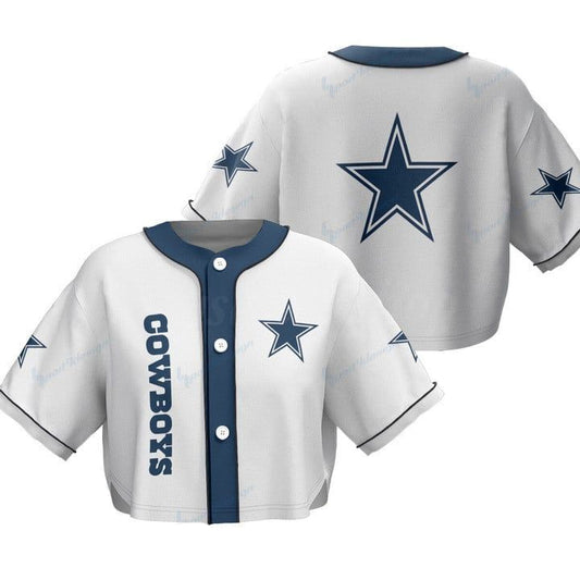 Dallas Cowboys Women Crop Top Baseball Jersey New Trending 2025 AZHACTBJ000022
