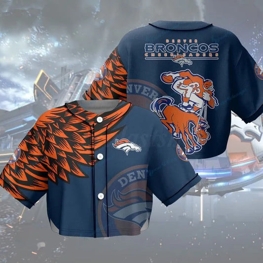 Denver Broncos Women Crop Top Baseball Jersey New Trending 2025 AZHACTBJ000025