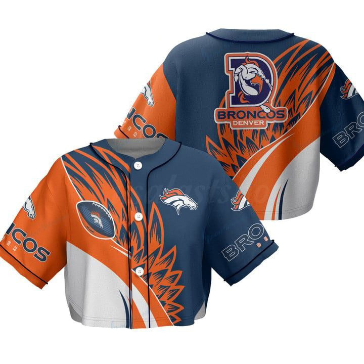 Denver Broncos Women Crop Top Baseball Jersey New Trending 2025 AZHACTBJ000027