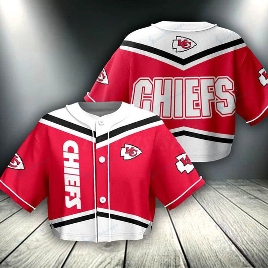 Kansas City Chiefs Women Crop Top Baseball Jersey New Trending 2025 AZHACTBJ000033