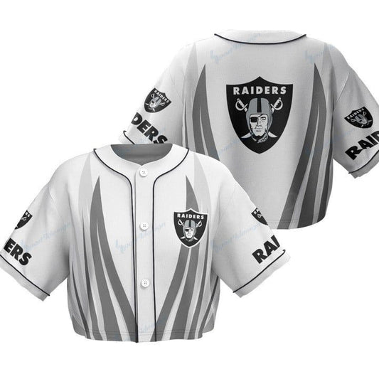 Las Vegas Raiders Women Crop Top Baseball Jersey New Trending 2025 AZHACTBJ000035
