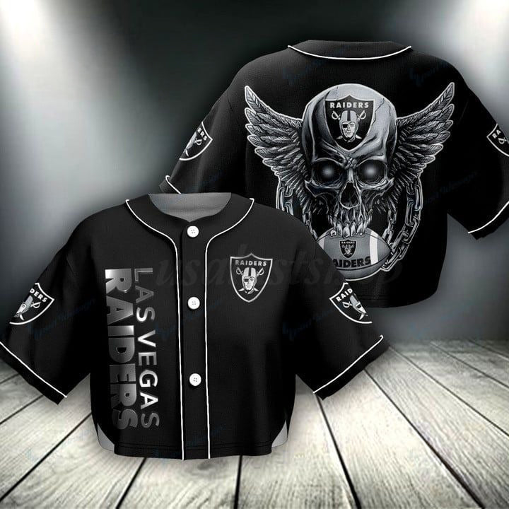 Las Vegas Raiders Women Crop Top Baseball Jersey New Trending 2025 AZHACTBJ000042