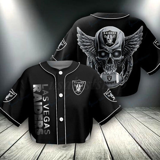 Las Vegas Raiders Women Crop Top Baseball Jersey New Trending 2025 AZHACTBJ000042