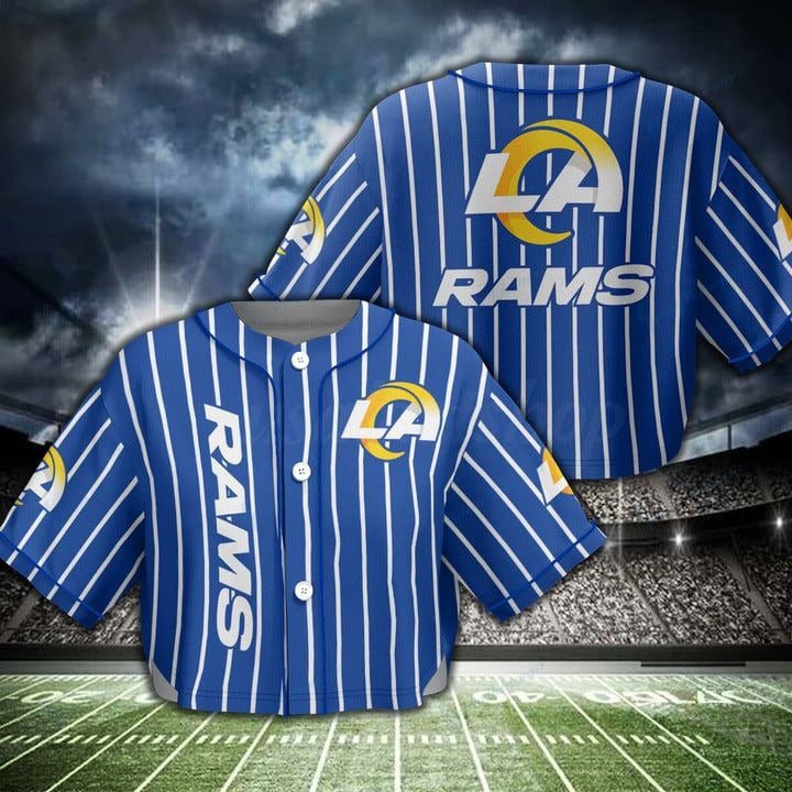 Los Angeles Rams Women Crop Top Baseball Jersey New Trending 2025 AZHACTBJ000046