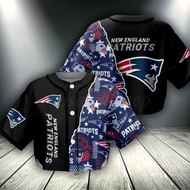 New England Patriots Women Crop Top Baseball Jersey New Trending 2025 AZHACTBJ000053