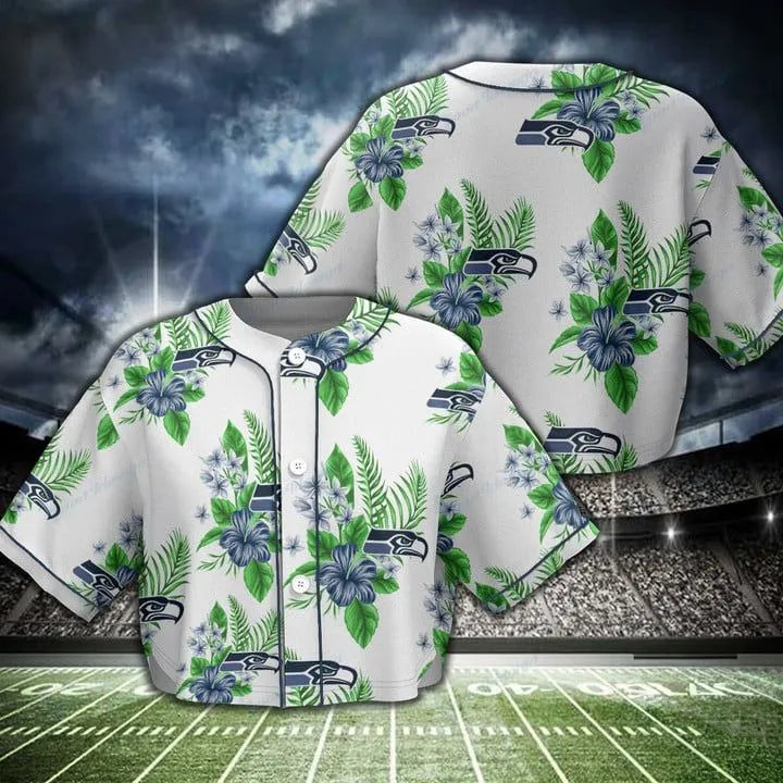 Seattle Seahawks Women Crop Top Baseball Jersey New Trending 2025 AZHACTBJ000063