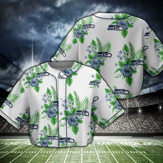 Seattle Seahawks Women Crop Top Baseball Jersey New Trending 2025 AZHACTBJ000063