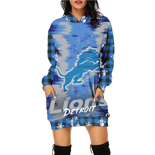 Detroit Lions Hoodie Dress Christmas HA11