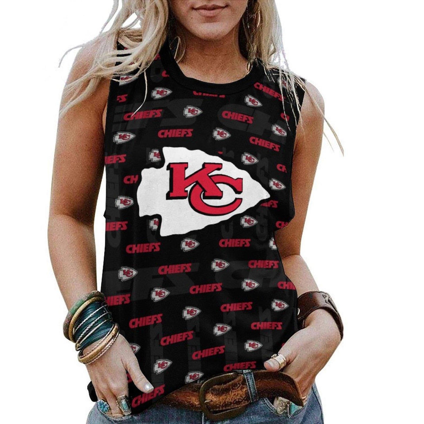 Kansas City Chiefs Personalized American Football Loose Crew Neck Sleeveless AZHALCNS000029