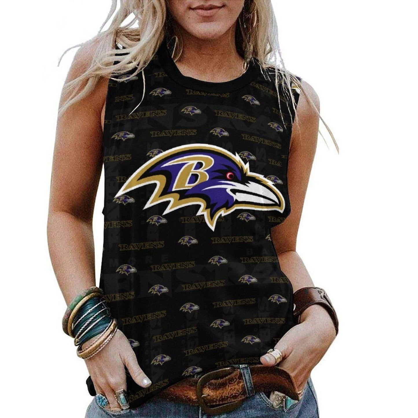 Baltimore Ravens Personalized American Football Loose Crew Neck Sleeveless AZHALCNS000031