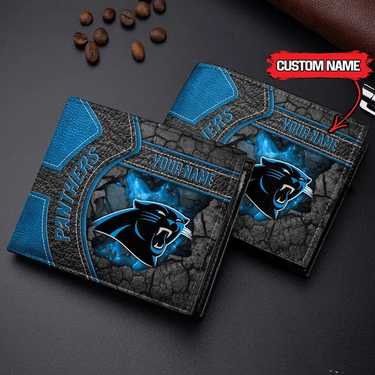 Carolina Panthers Football Custom Name Men’s Classic Leather Wallet AZHAMW000001
