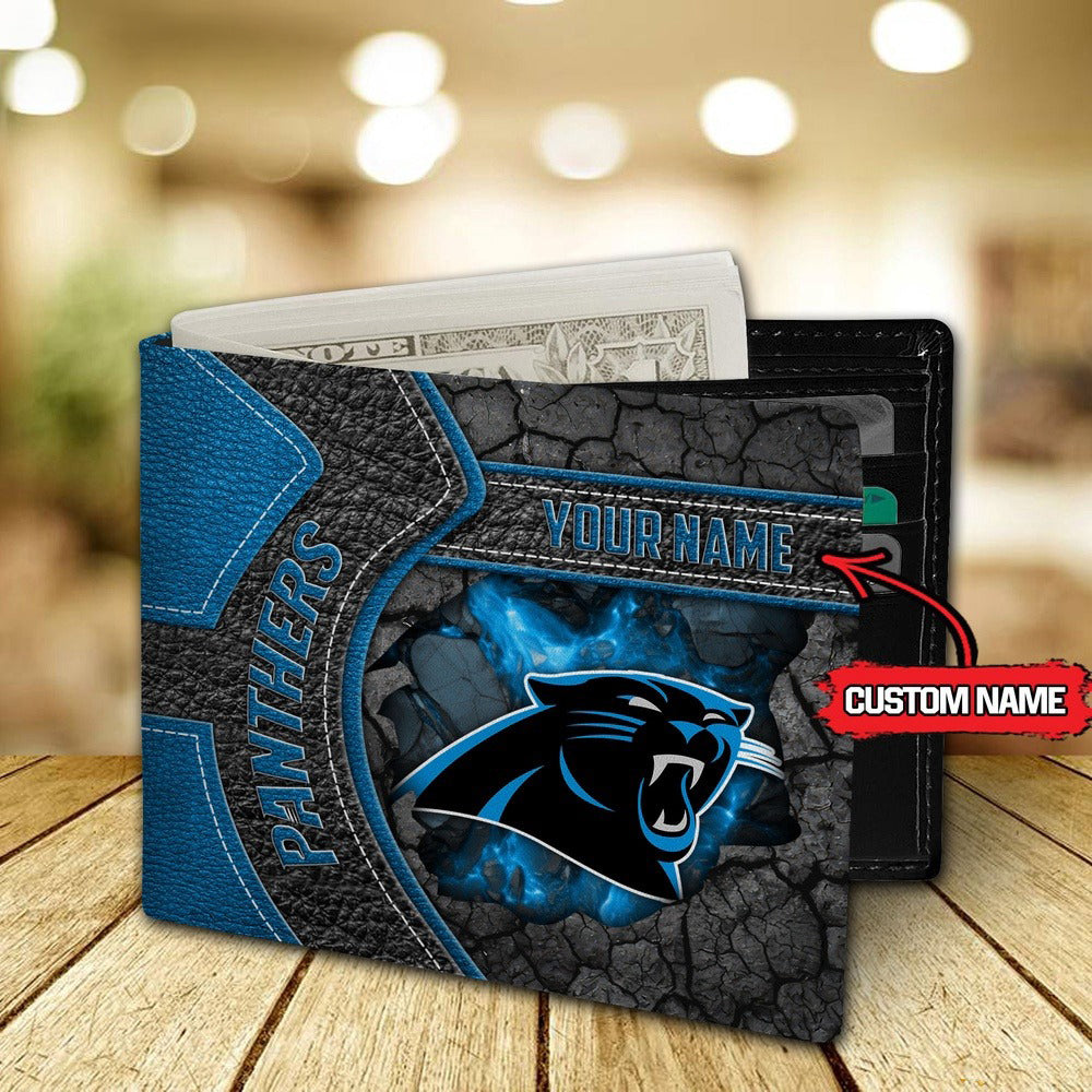 Carolina Panthers Football Custom Name Men’s Classic Leather Wallet AZHAMW000001