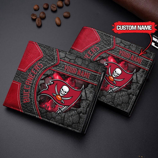 Tampa Bay Buccaneers Football Custom Name Men’s Classic Leather Wallet AZHAMW000003