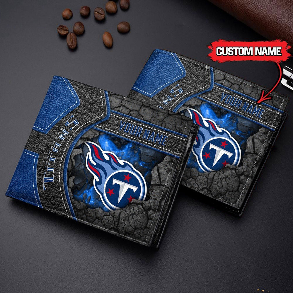 Tennessee Titans Football Custom Name Men’s Classic Leather Wallet AZHAMW000004