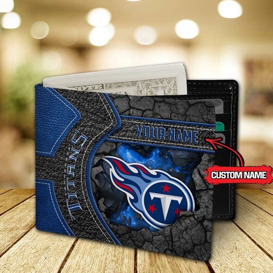 Tennessee Titans Football Custom Name Men’s Classic Leather Wallet AZHAMW000004