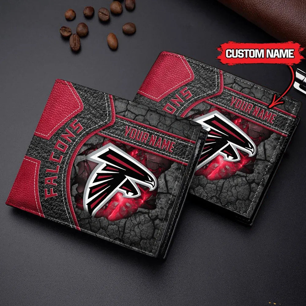 Atlanta Falcons Football Custom Name Men’s Classic Leather Wallet AZHAMW000007